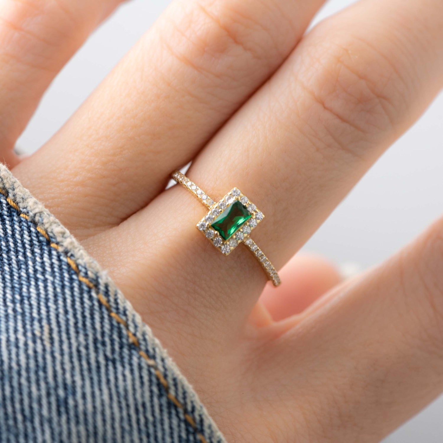 Emerald CZ Ring
