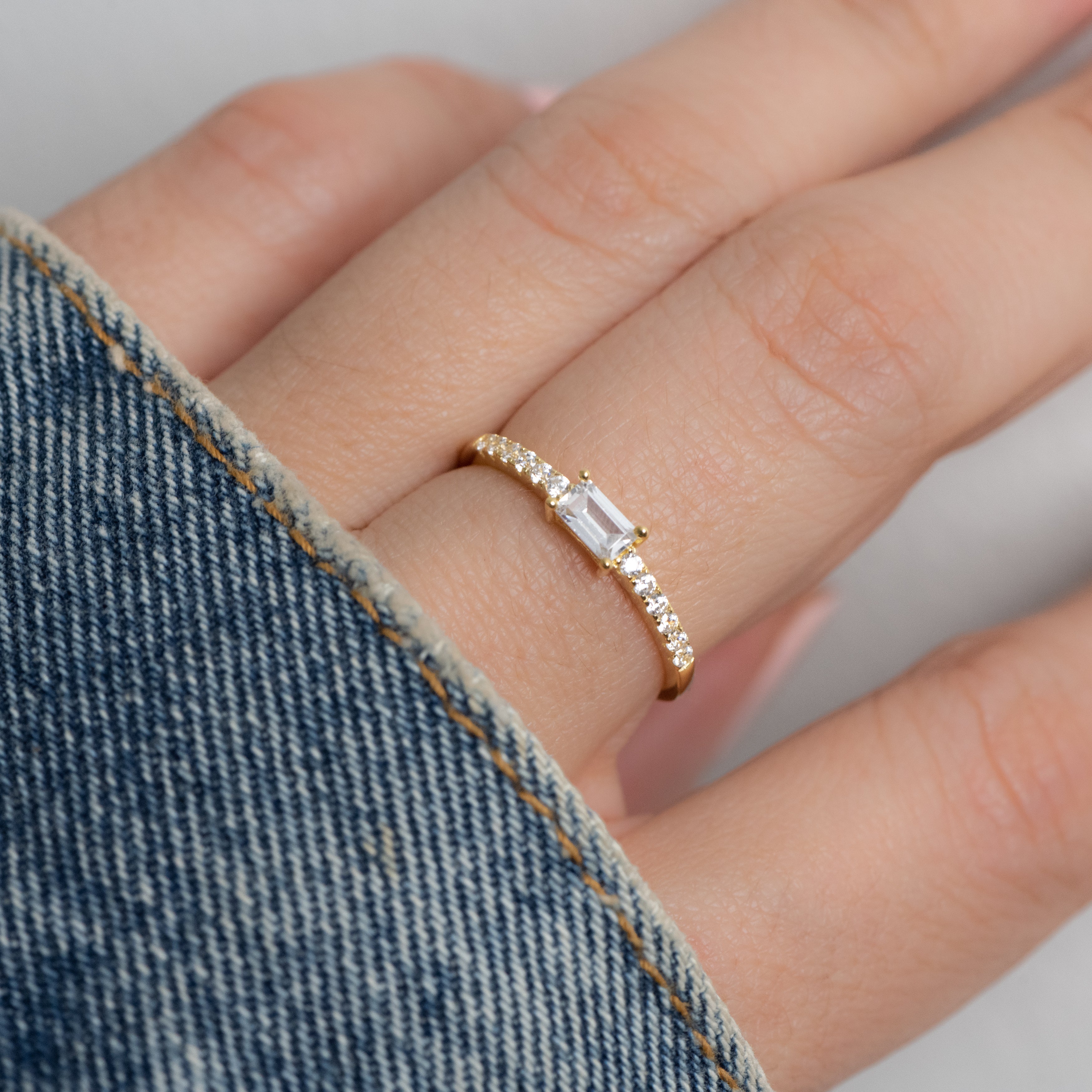 Baguette & CZ Stacking Ring – Sami Jewels