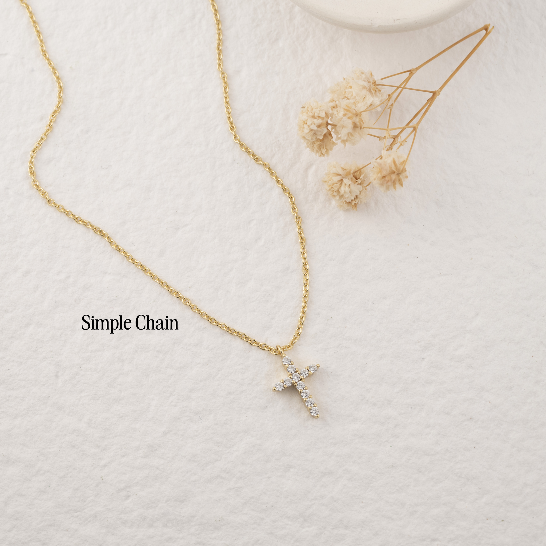 Thin rope chain cross necklace from Sami Jewels