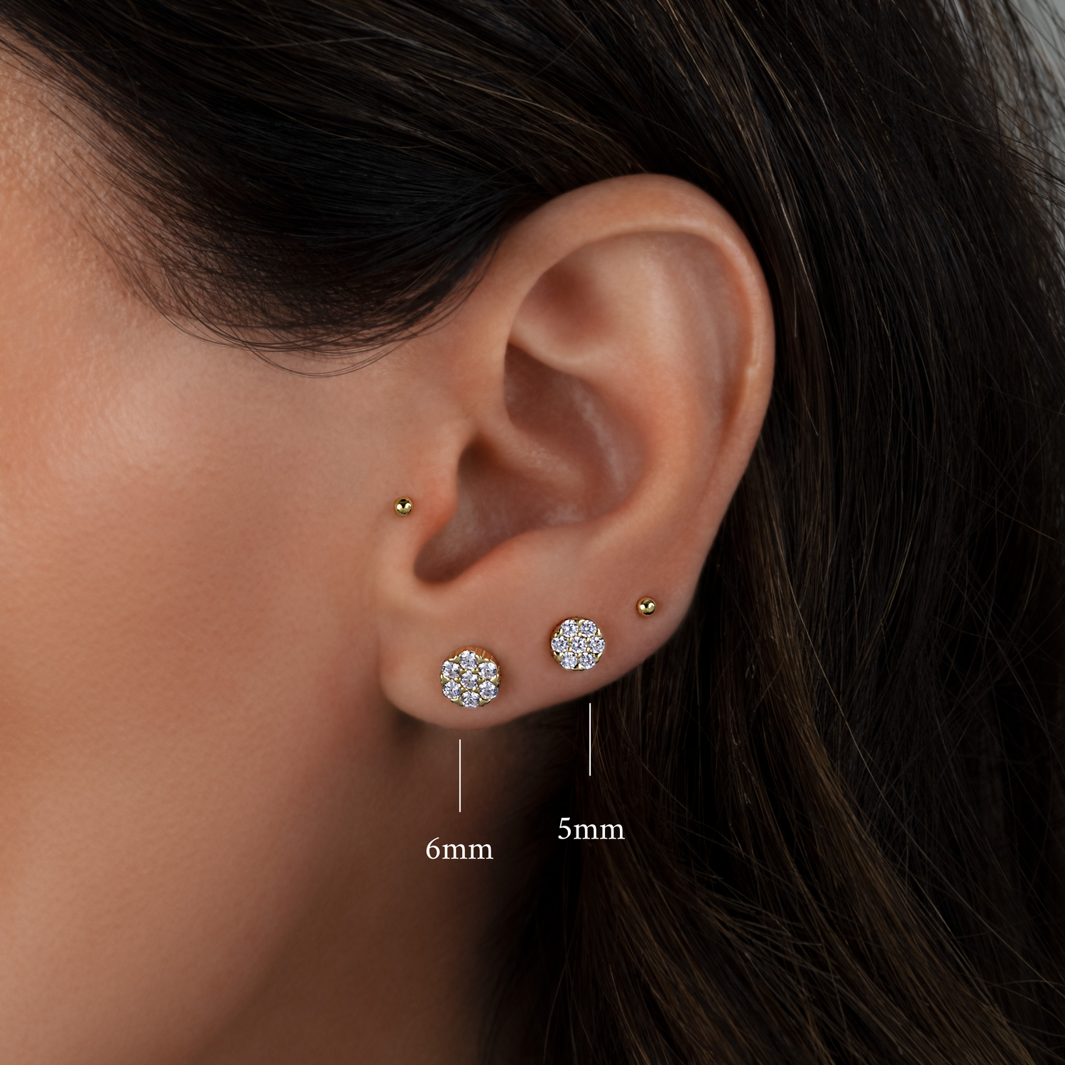 Diamond Cluster Studs (Multiple Sizes Available)
