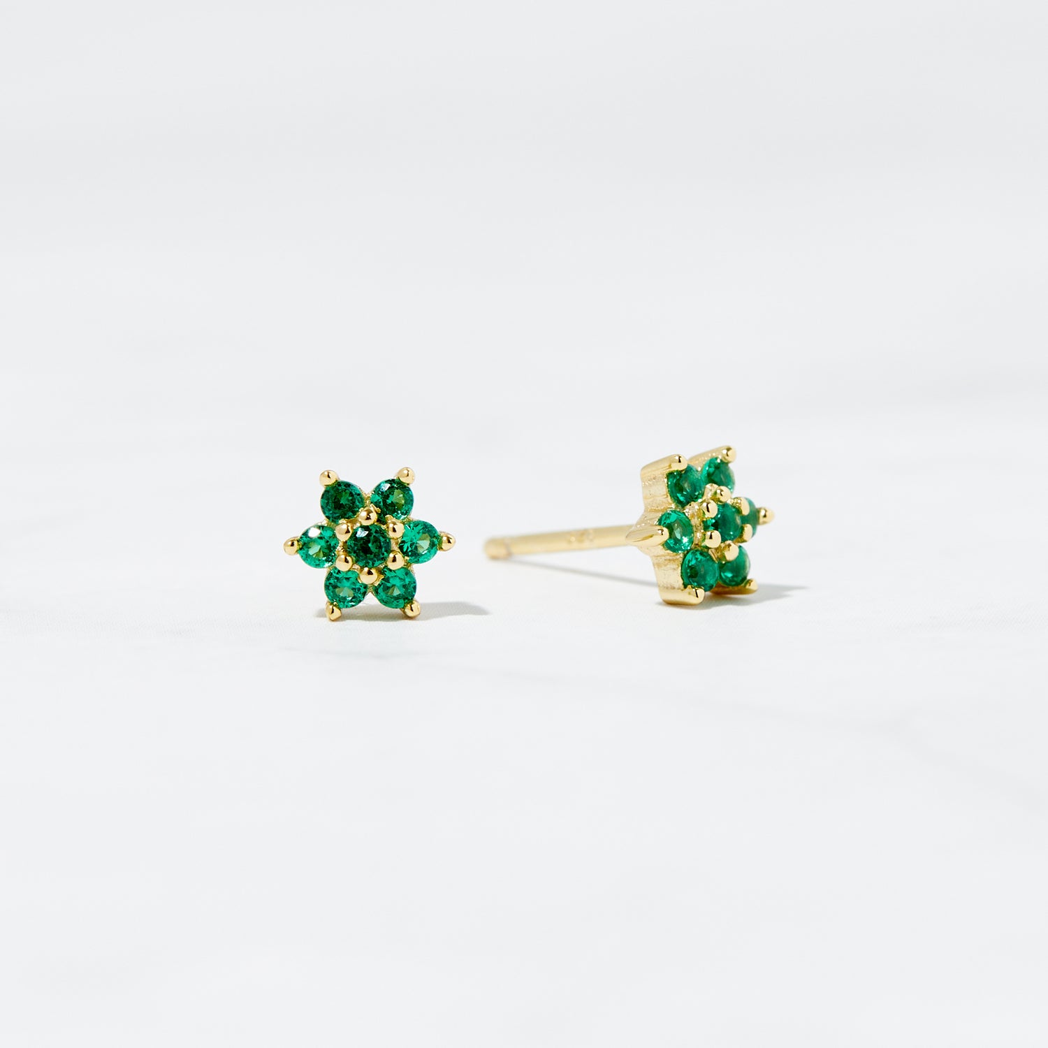 Emerald Flower Studs