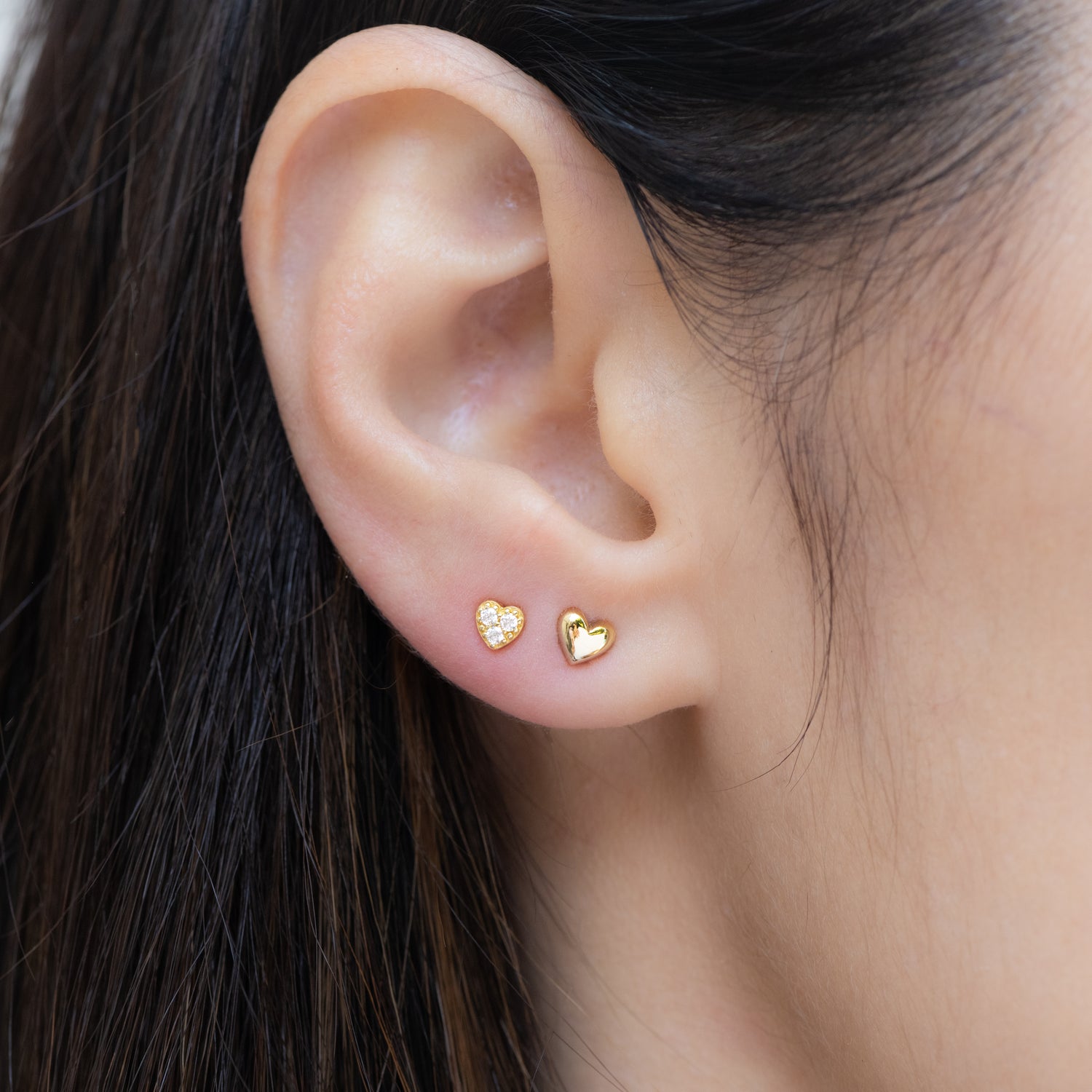 Tiny Heart CZ Stud Earrings