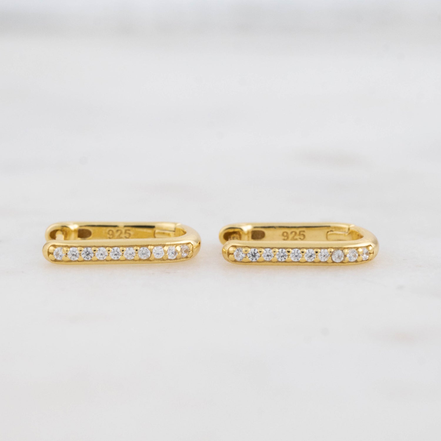Pavé Square Huggie Hoops