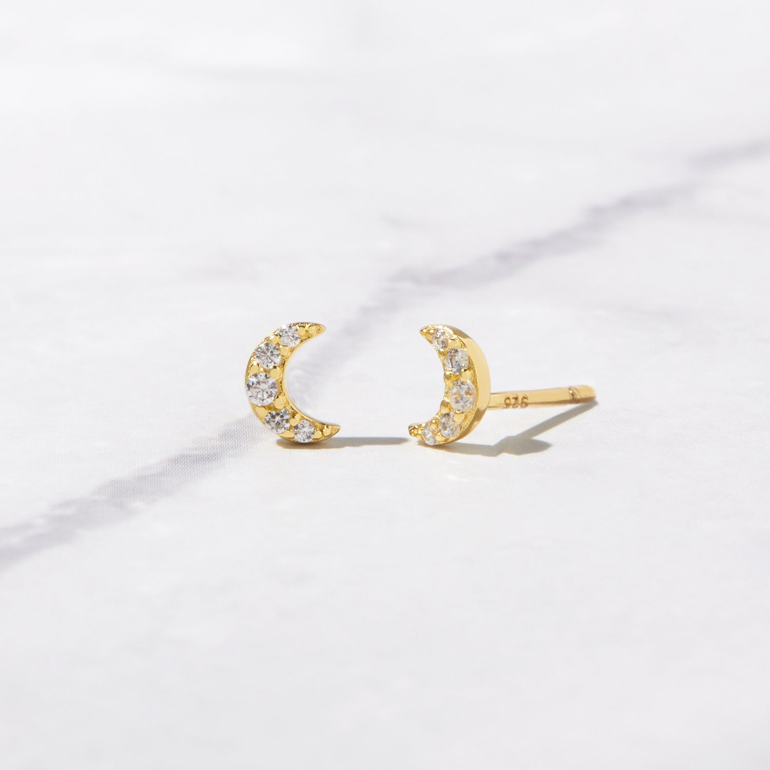 Tiny Moon Stud Earrings