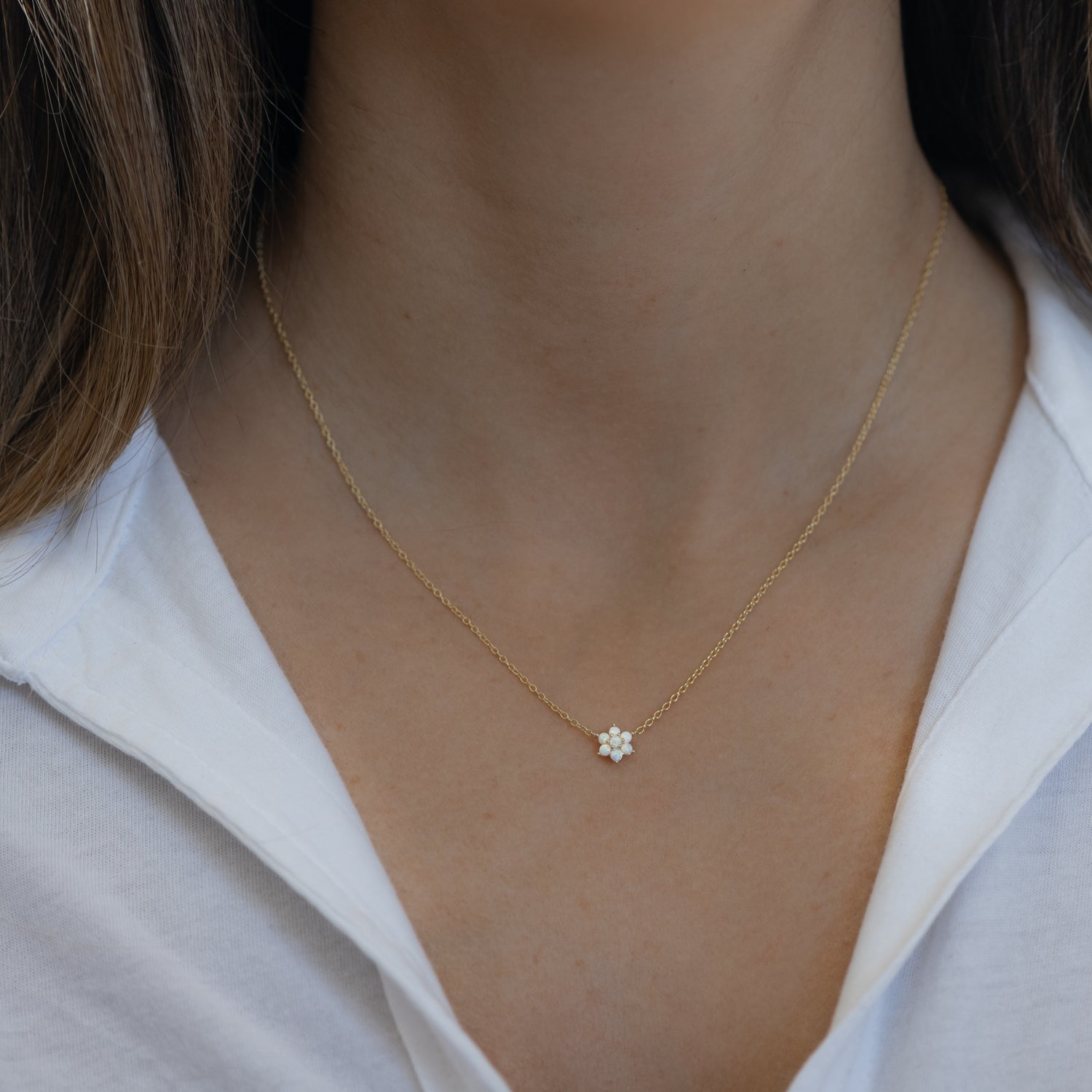 Opal Flower Necklace