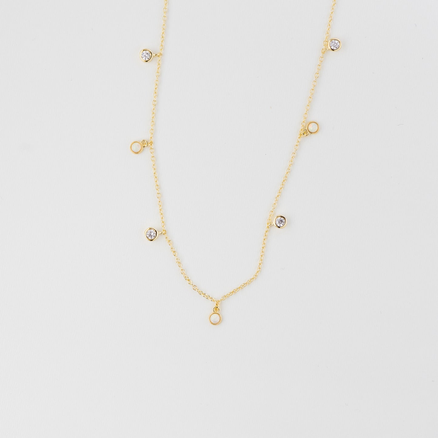 Opal & CZ Charm Necklace