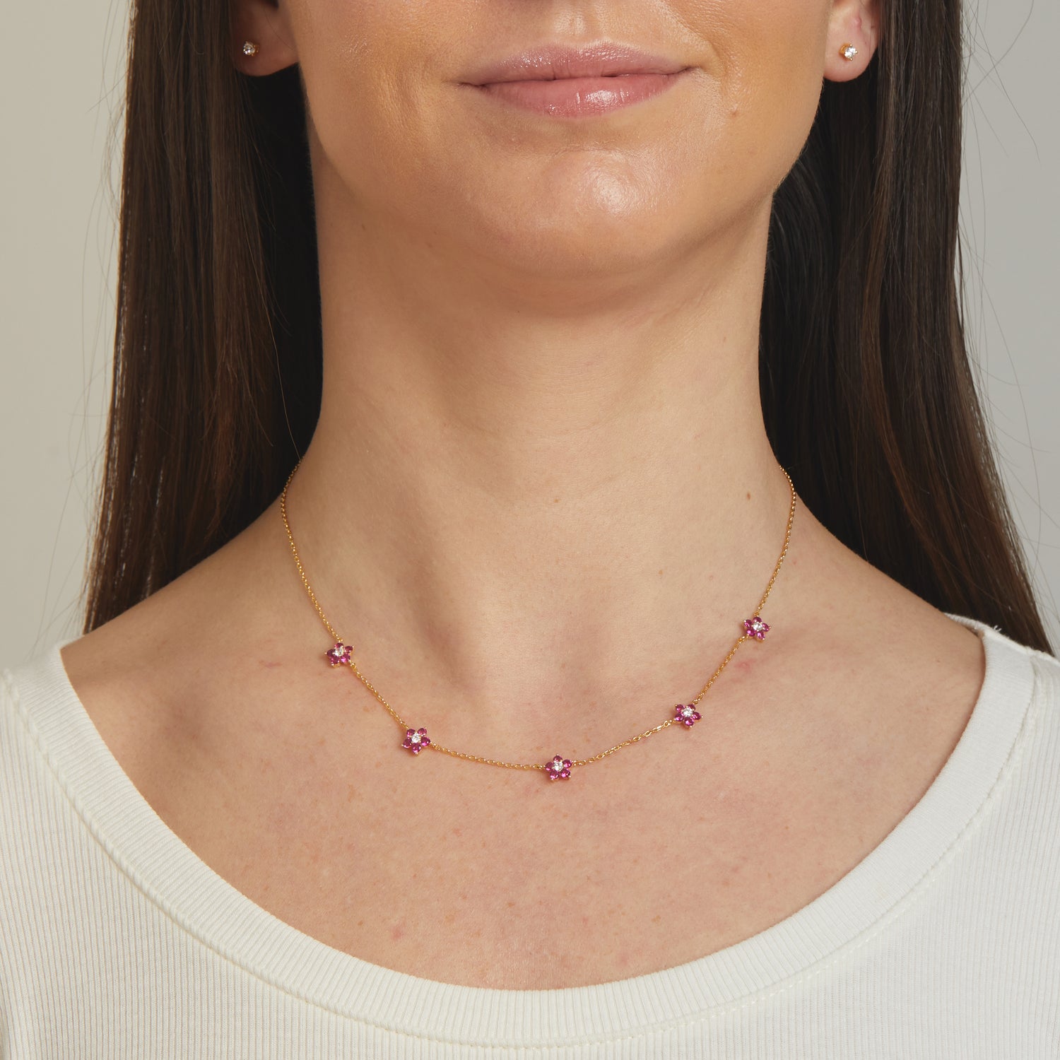 Ruby Flower Necklace