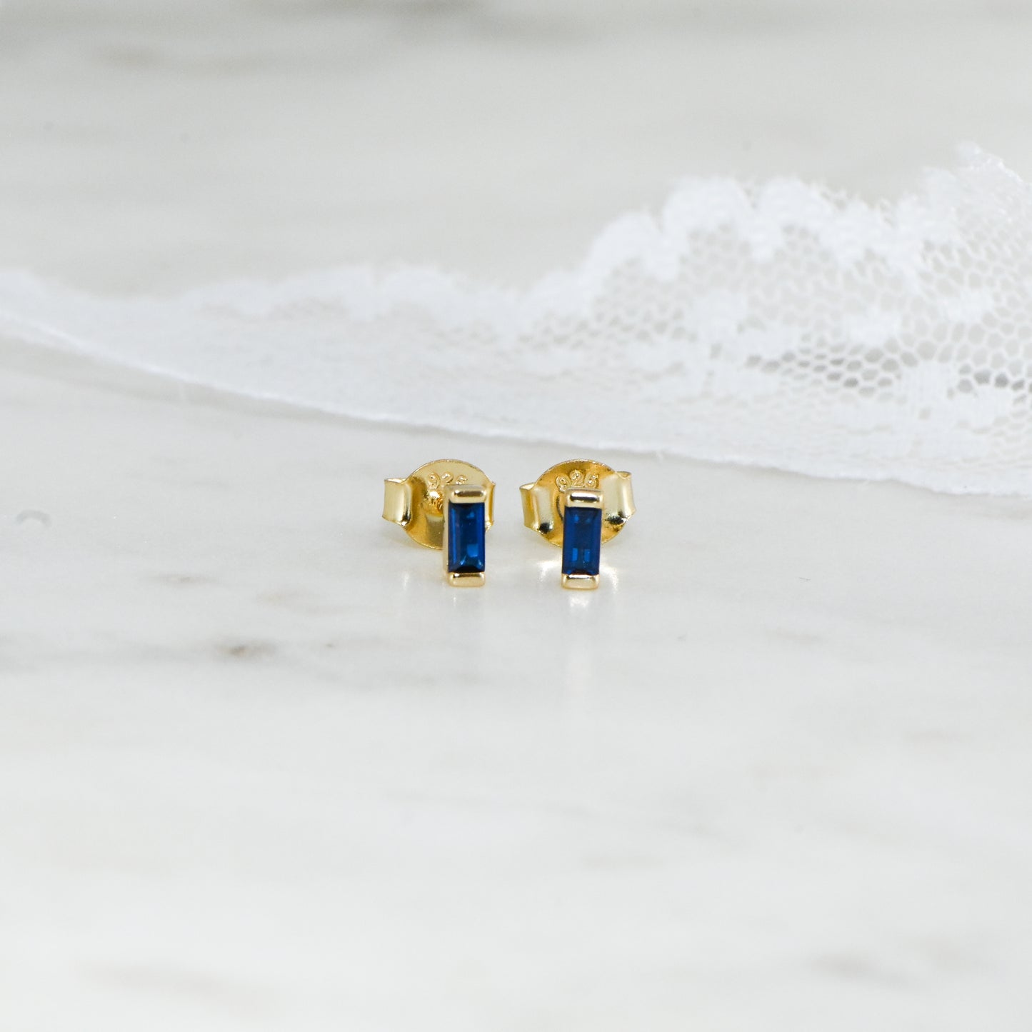 Sapphire Baguette Stud Earrings