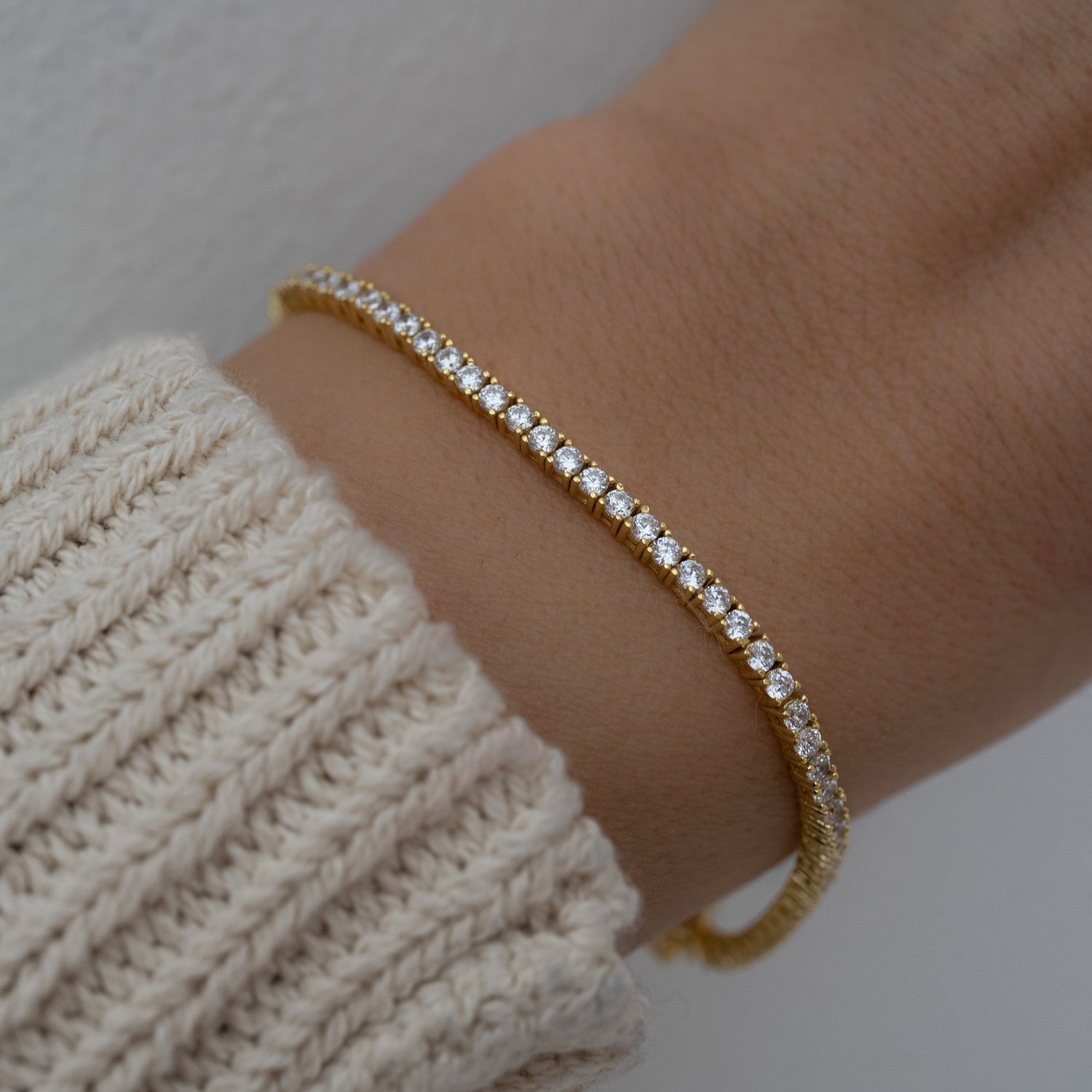 Minimalist gold tennis bracelet for her gift