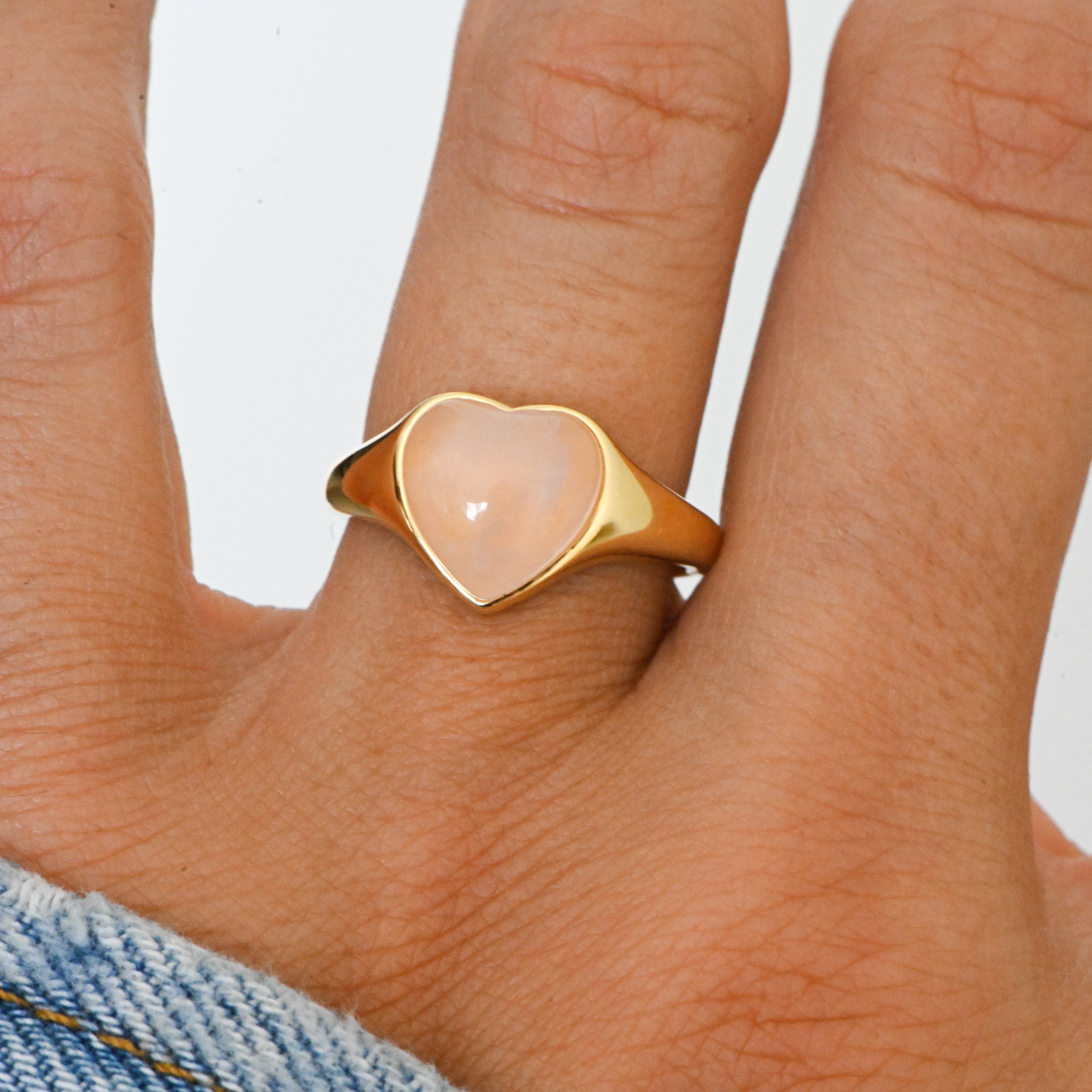 Rose quartz heart on sale ring