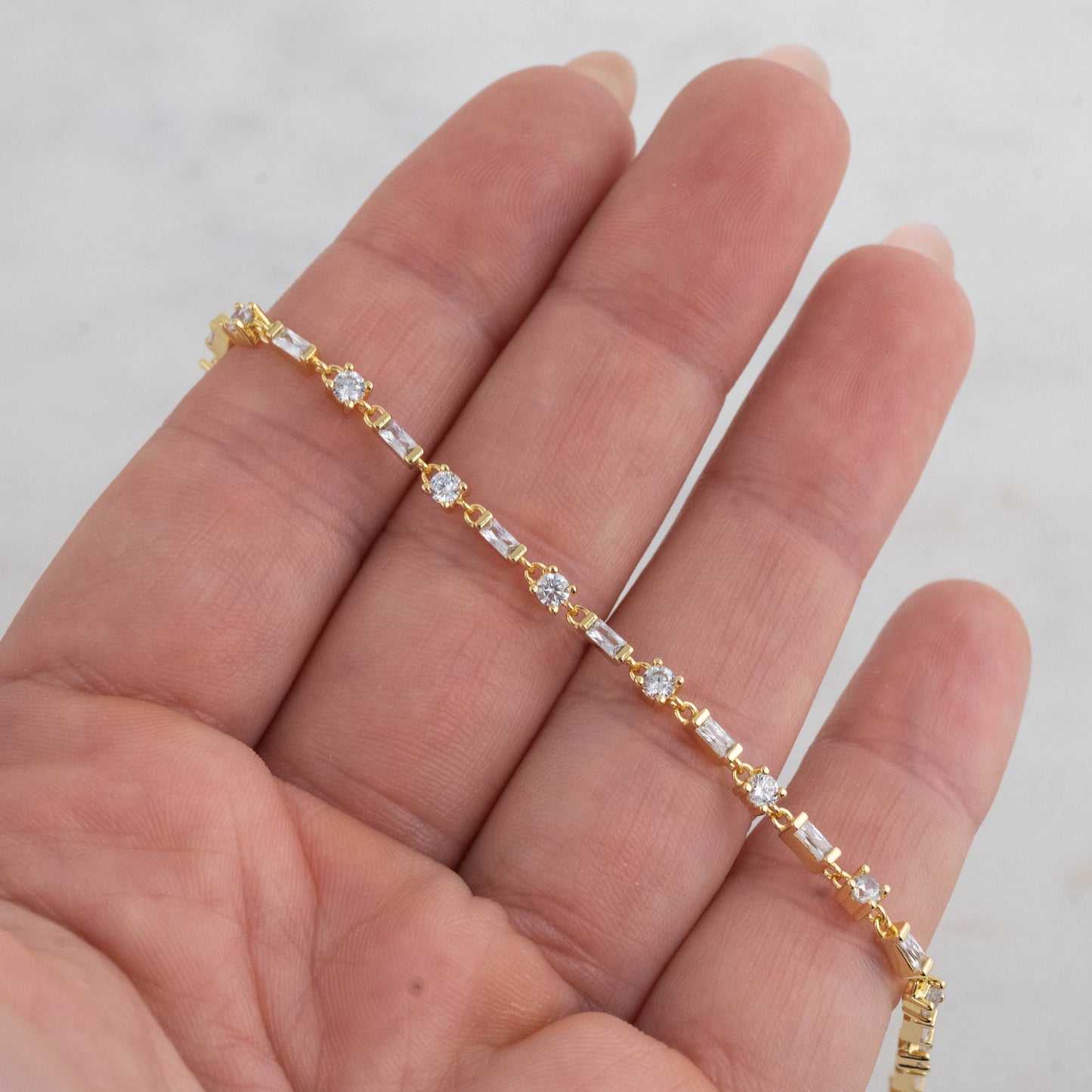 Baguette & Solitaire Diamond Bracelet