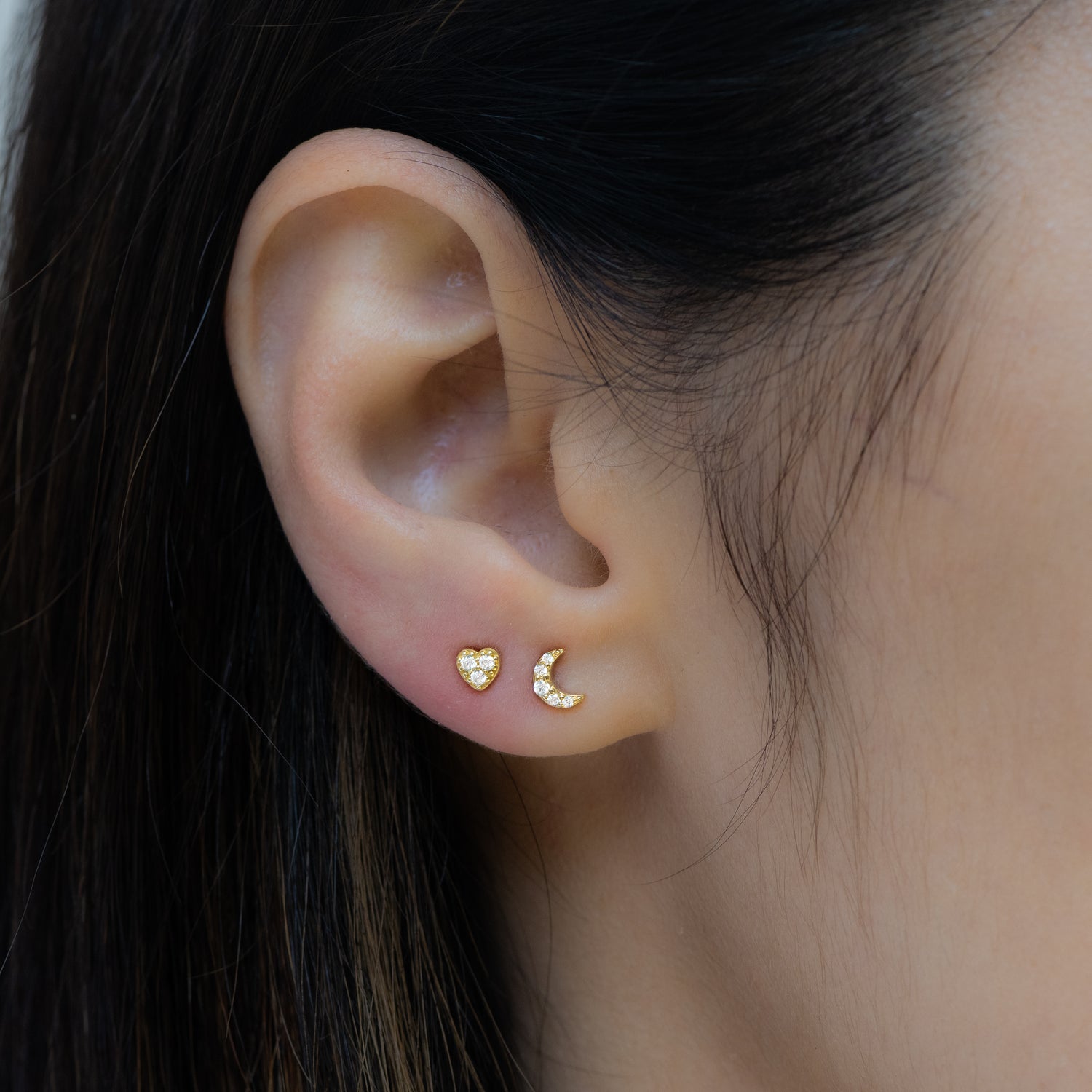 Tiny Moon Stud Earrings