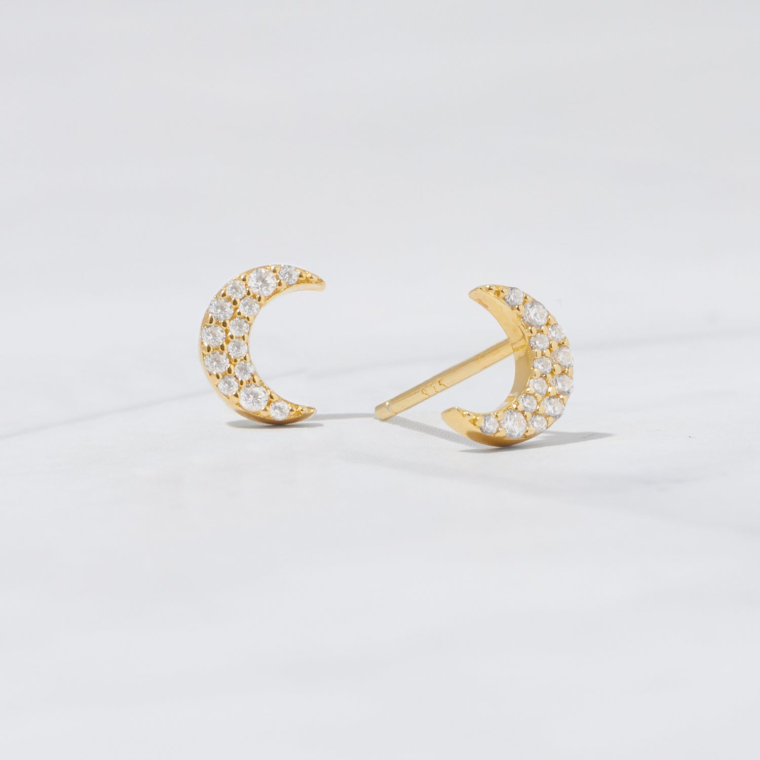 Studded Moon Stud Earrings