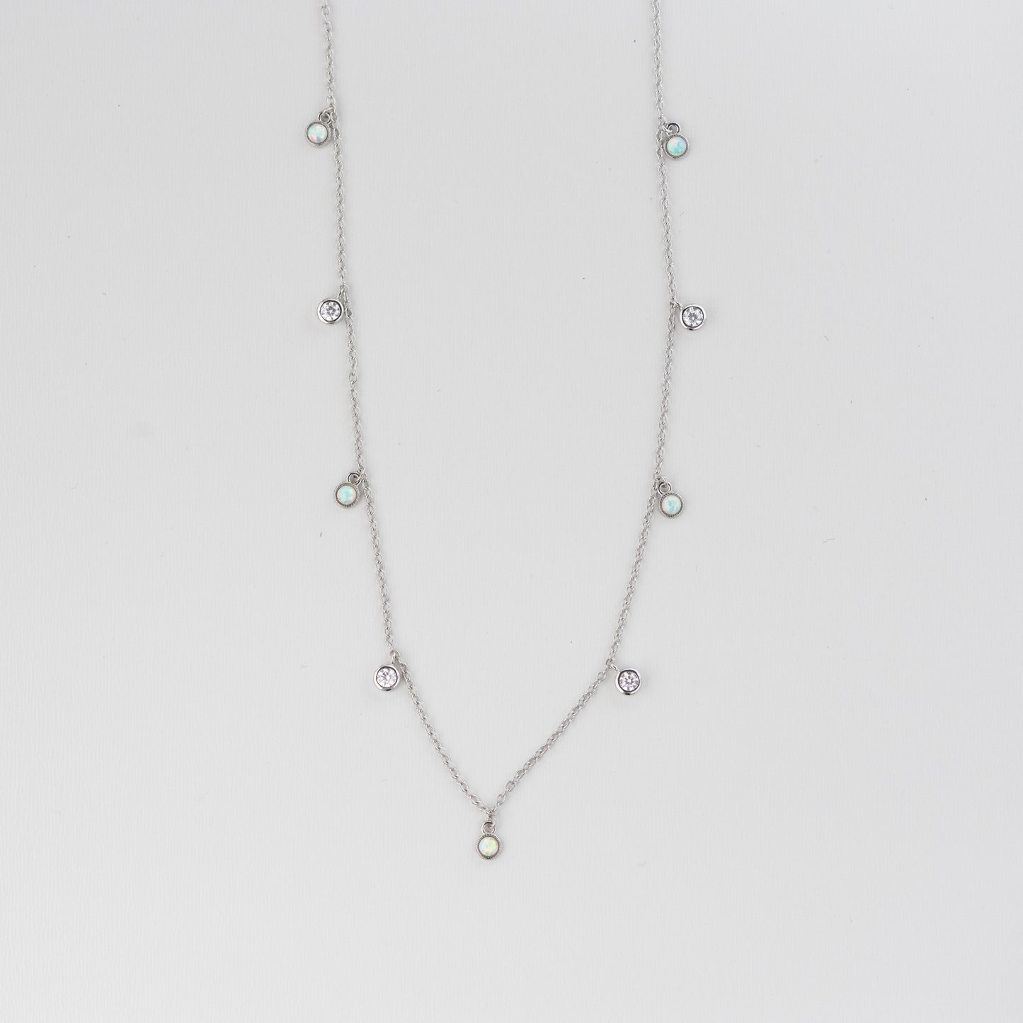 Opal & CZ Charm Necklace