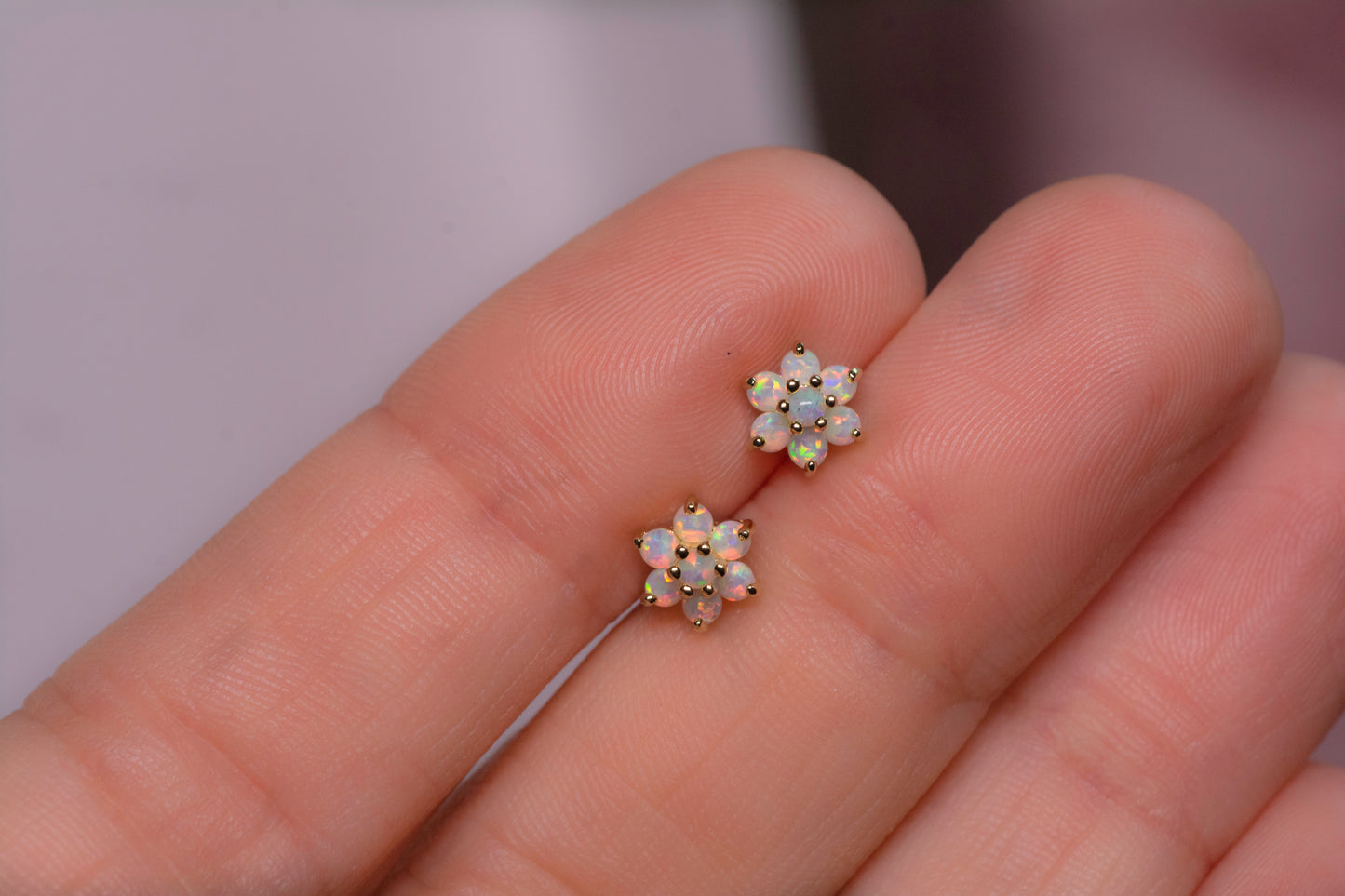 Opal Flower Studs