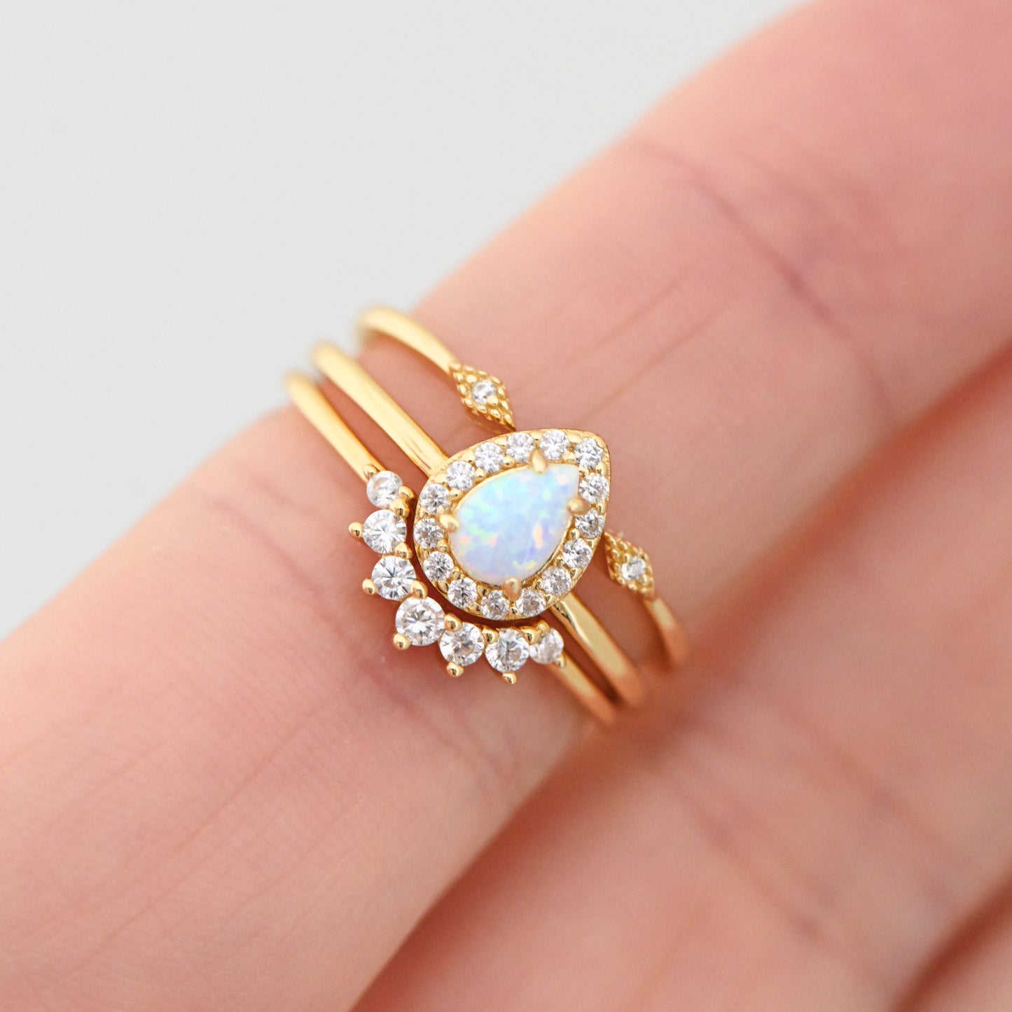 Pear Opal Ring Set