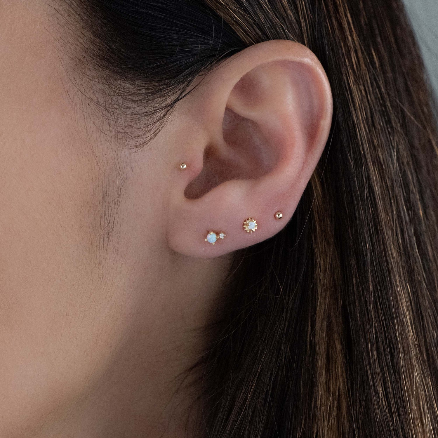 Tiny Opal Stud Earrings
