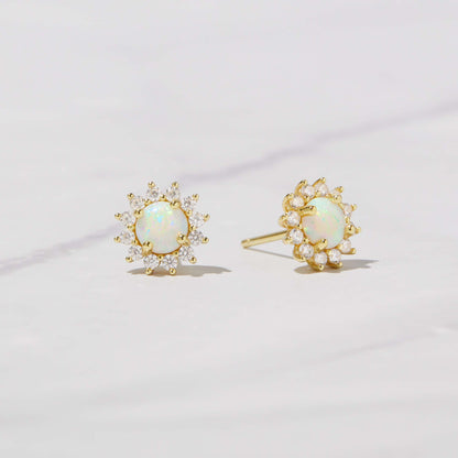 Sunburst Opal Halo Studs