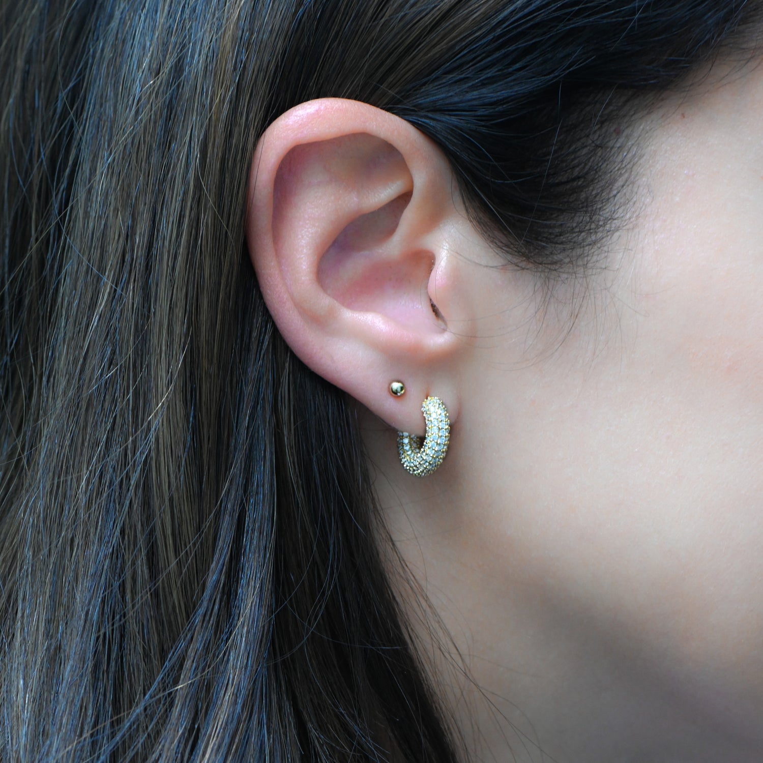 Chunky Pavé Hoop Earrings