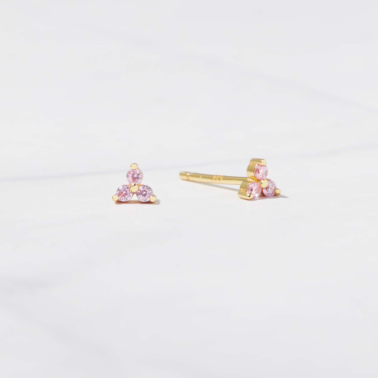 Tiny Light Pink 3 Stone Studs