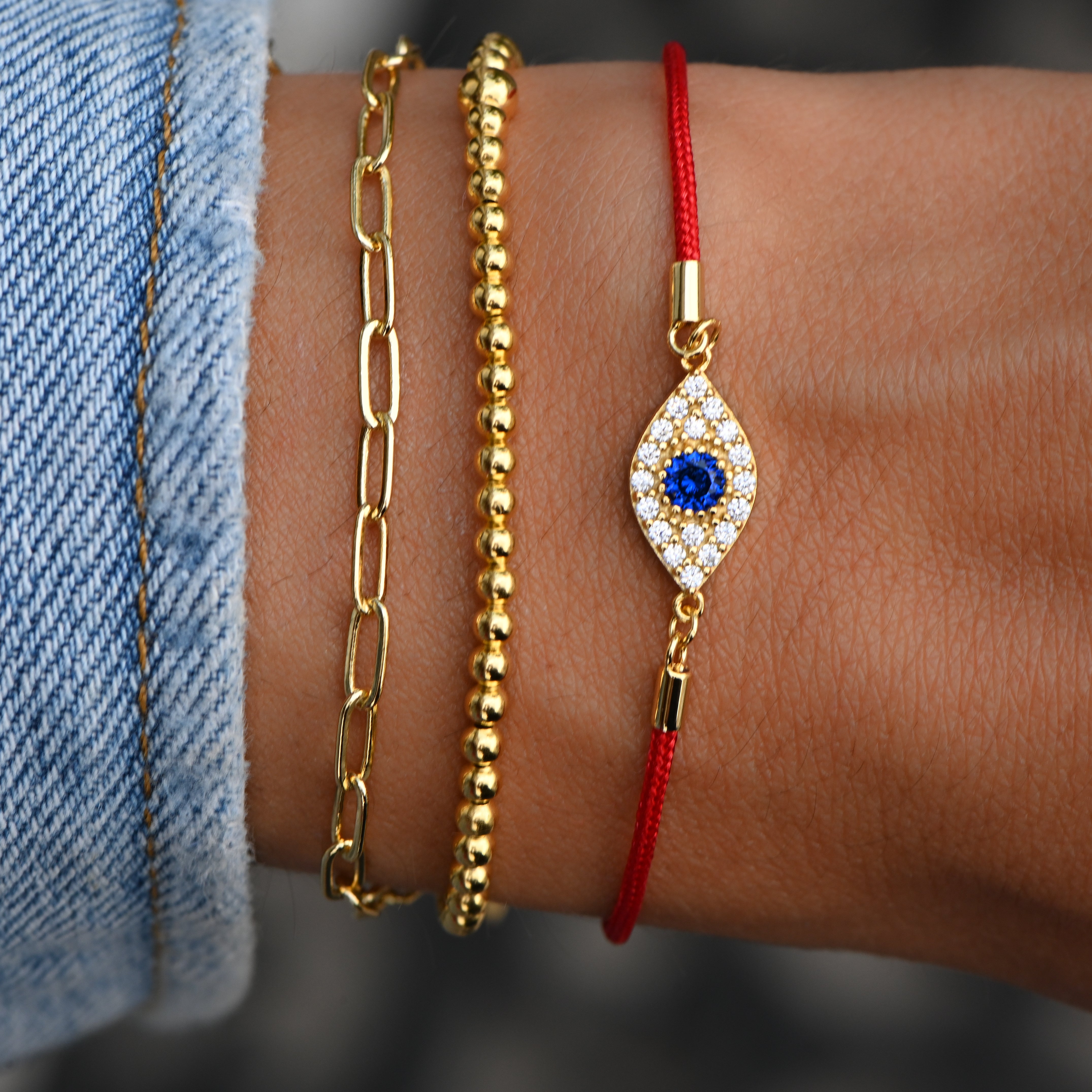 Men's Red String Bracelet with Adjustable Gold Lock – Nialaya