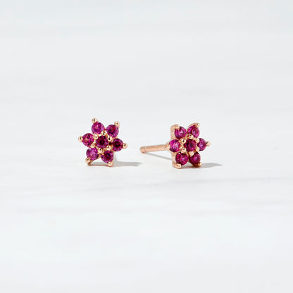 Ruby Flower Studs