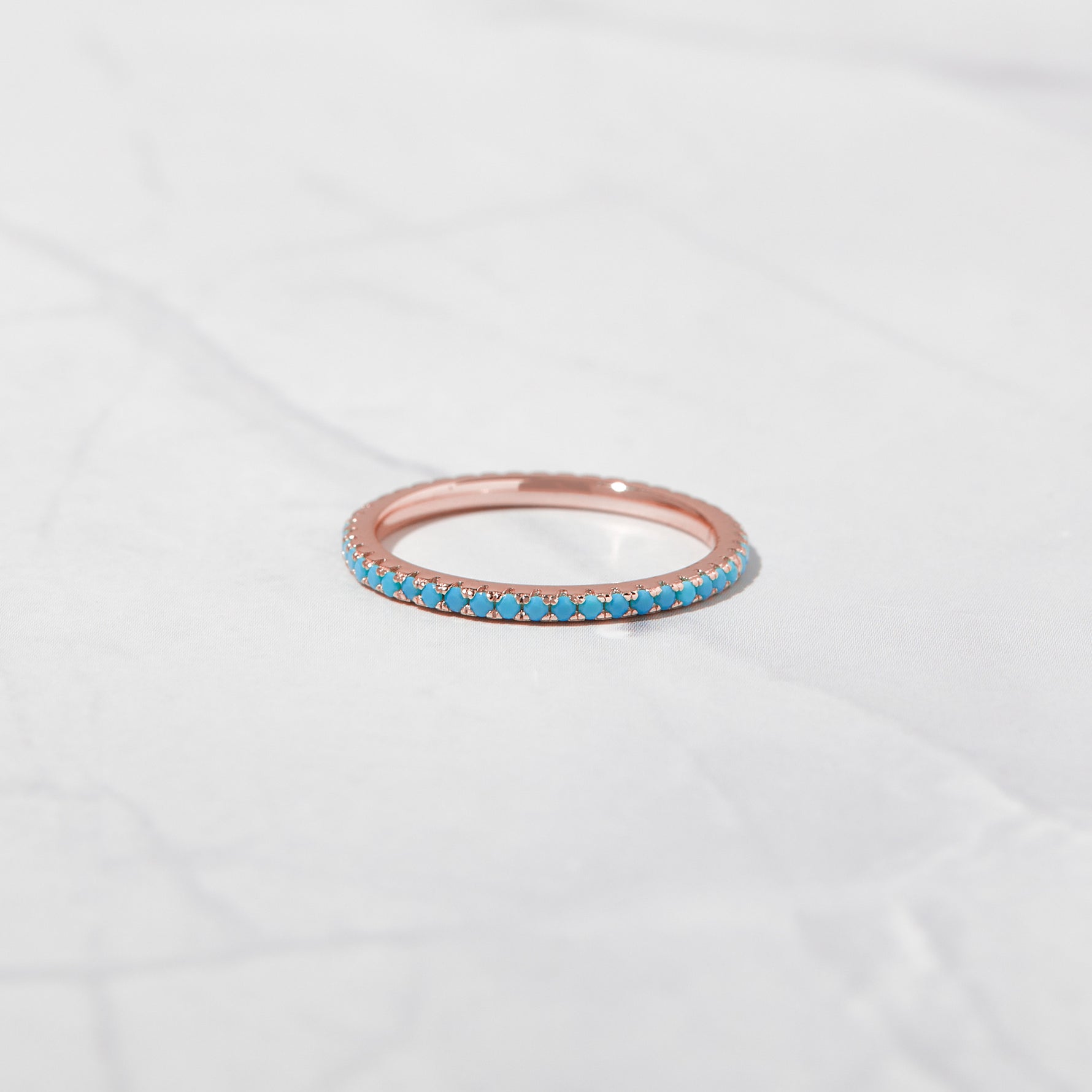 Dainty rose gold plated turquoise ring