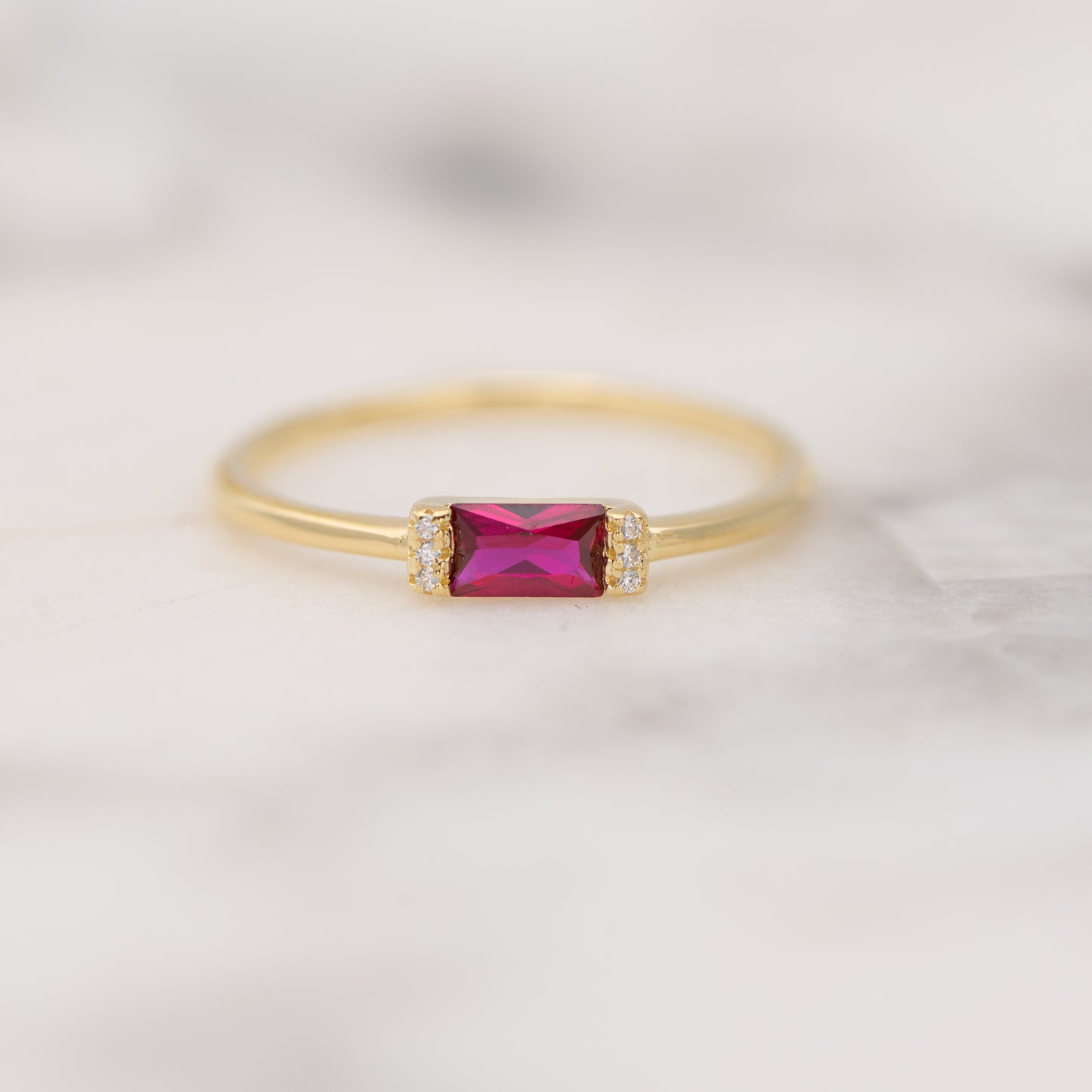 Ruby Simple Baguette Ring