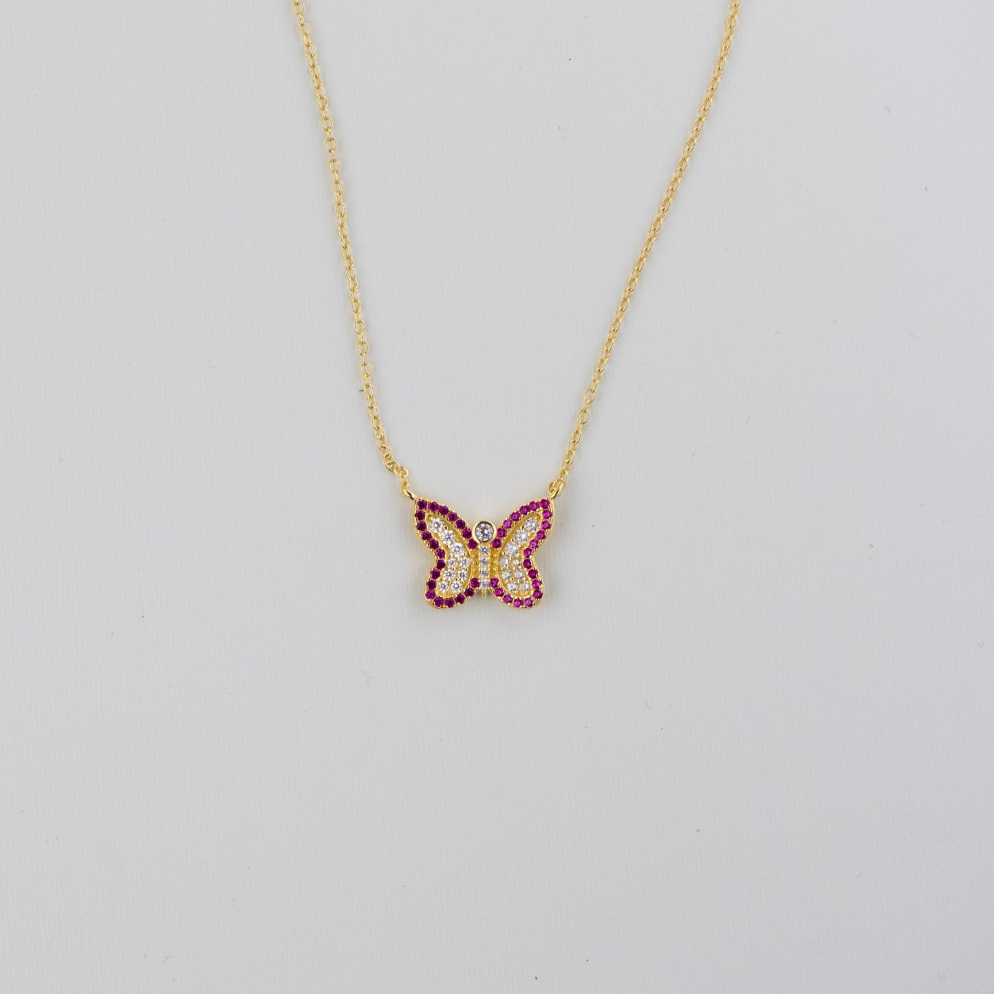 Ruby CZ Butterfly Necklaces