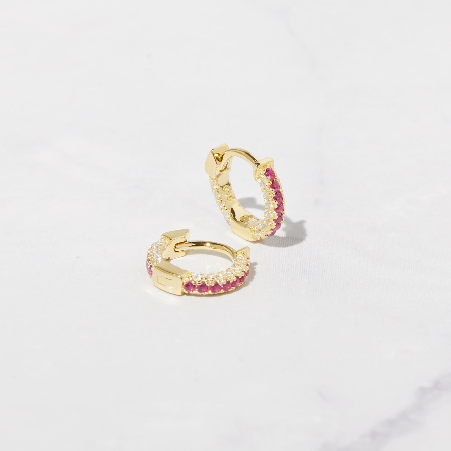 Ruby Stripe Pavé Huggies