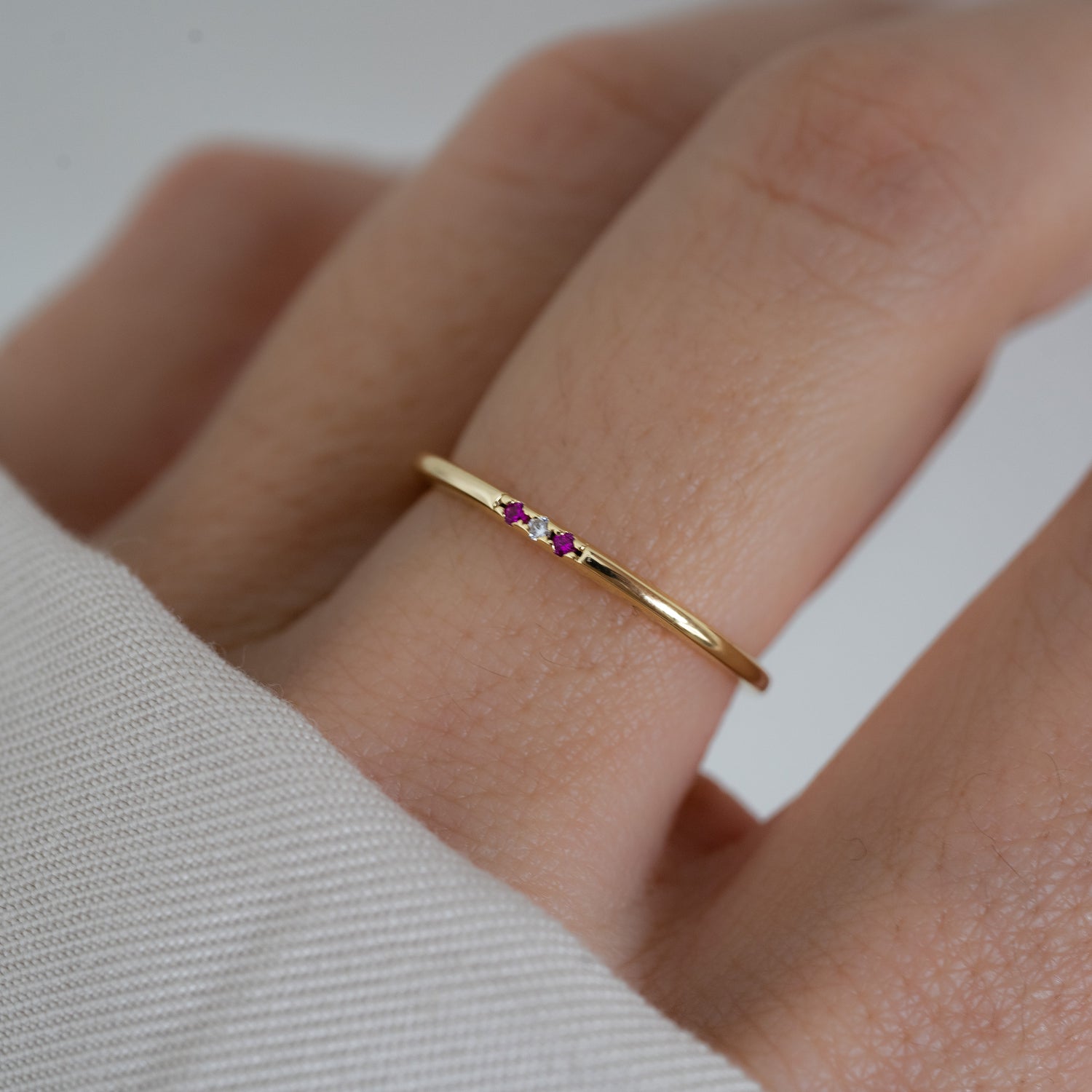 Ruby 3 Stone Diamond Ring