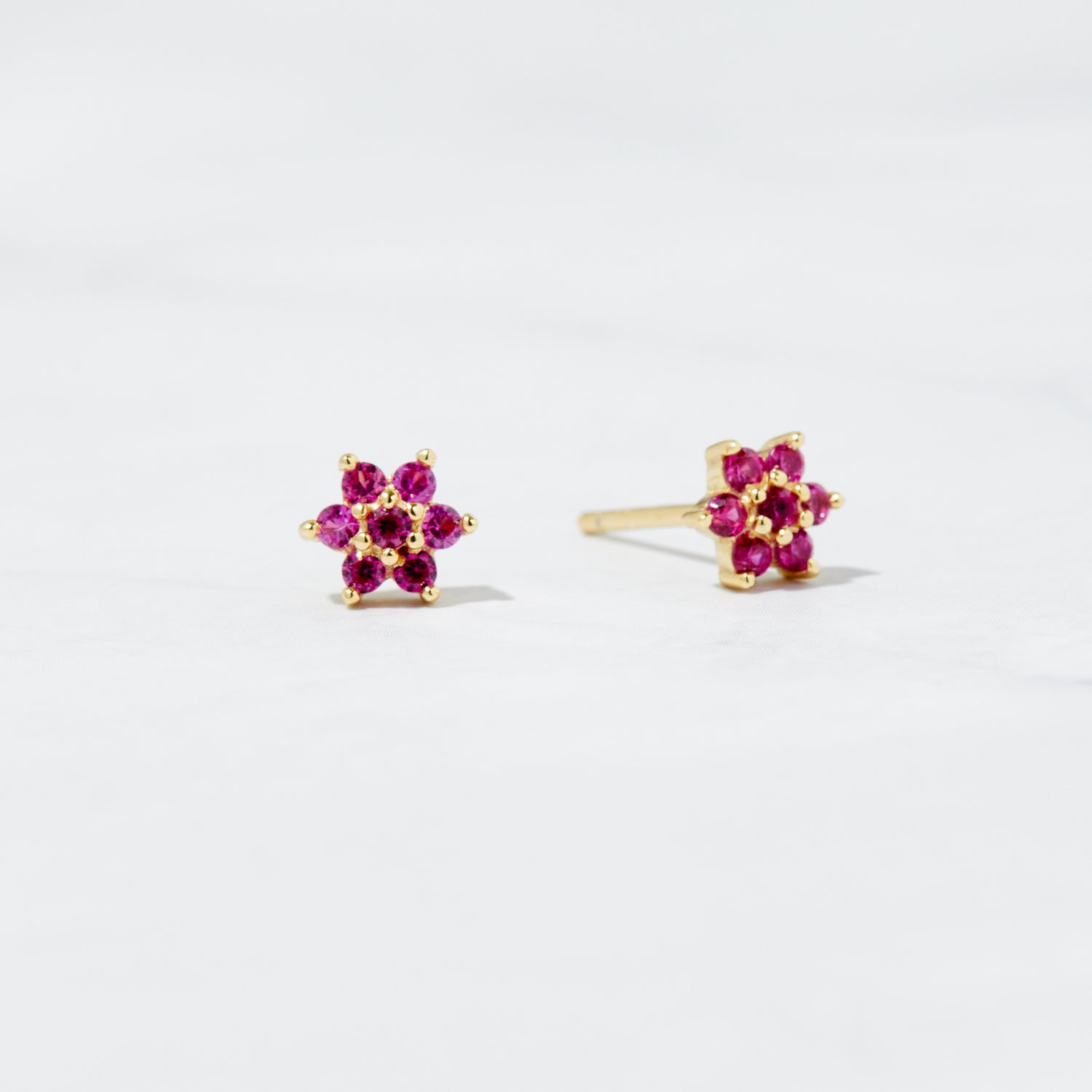 Ruby Flower Studs