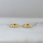 gold cubic zirconia huggie hoop earring