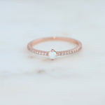closeup image of rose gold dainty stackable ring