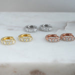 image showing gold, silver and rose gold small hoop earrings