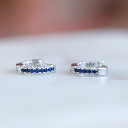 Sapphire Stripe Pavé Huggies