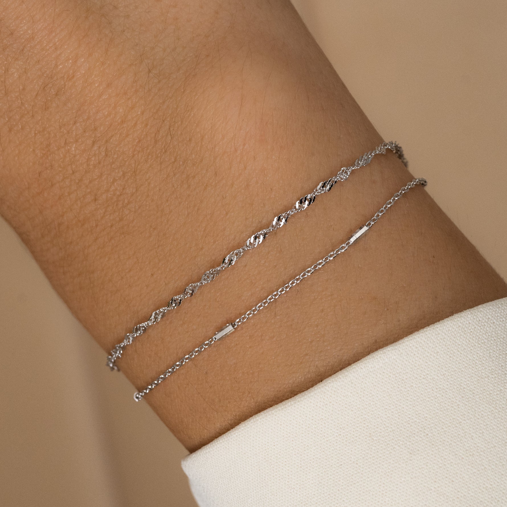 thin dainty silver bracelets for her