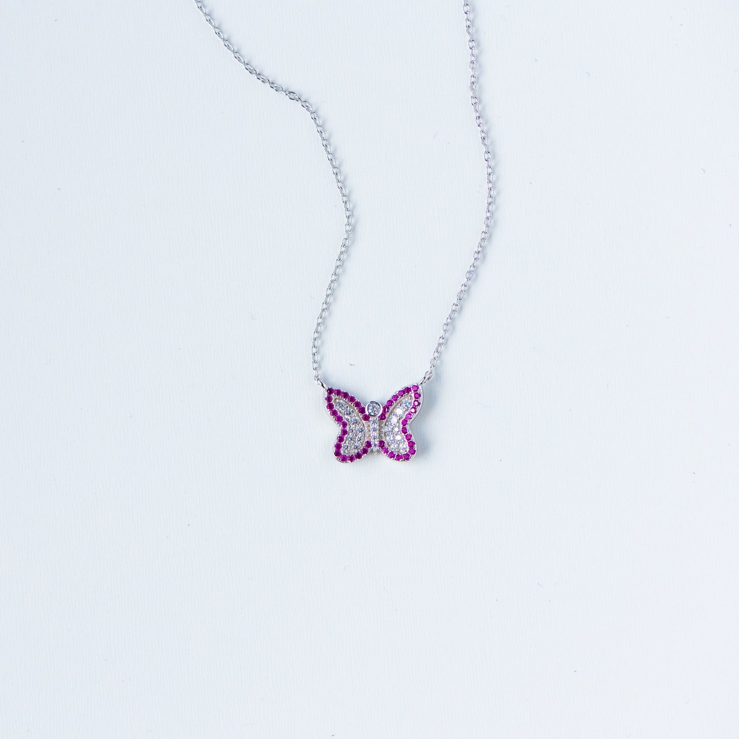 Ruby CZ Butterfly Necklaces