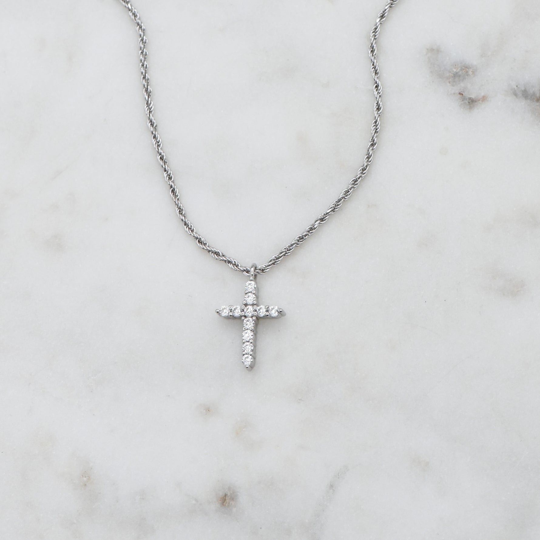 Sterling Silver Diamond Cross Necklace Gift