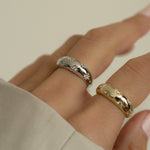 Star studded dome ring available in 14k gold plated sterling silver and classic sterling silver