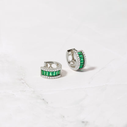 Emerald Baguette Hoops