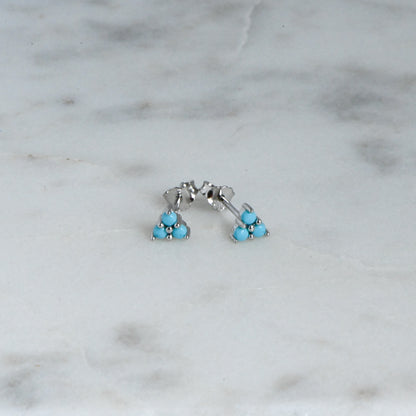 Three Stone Turquoise Studs