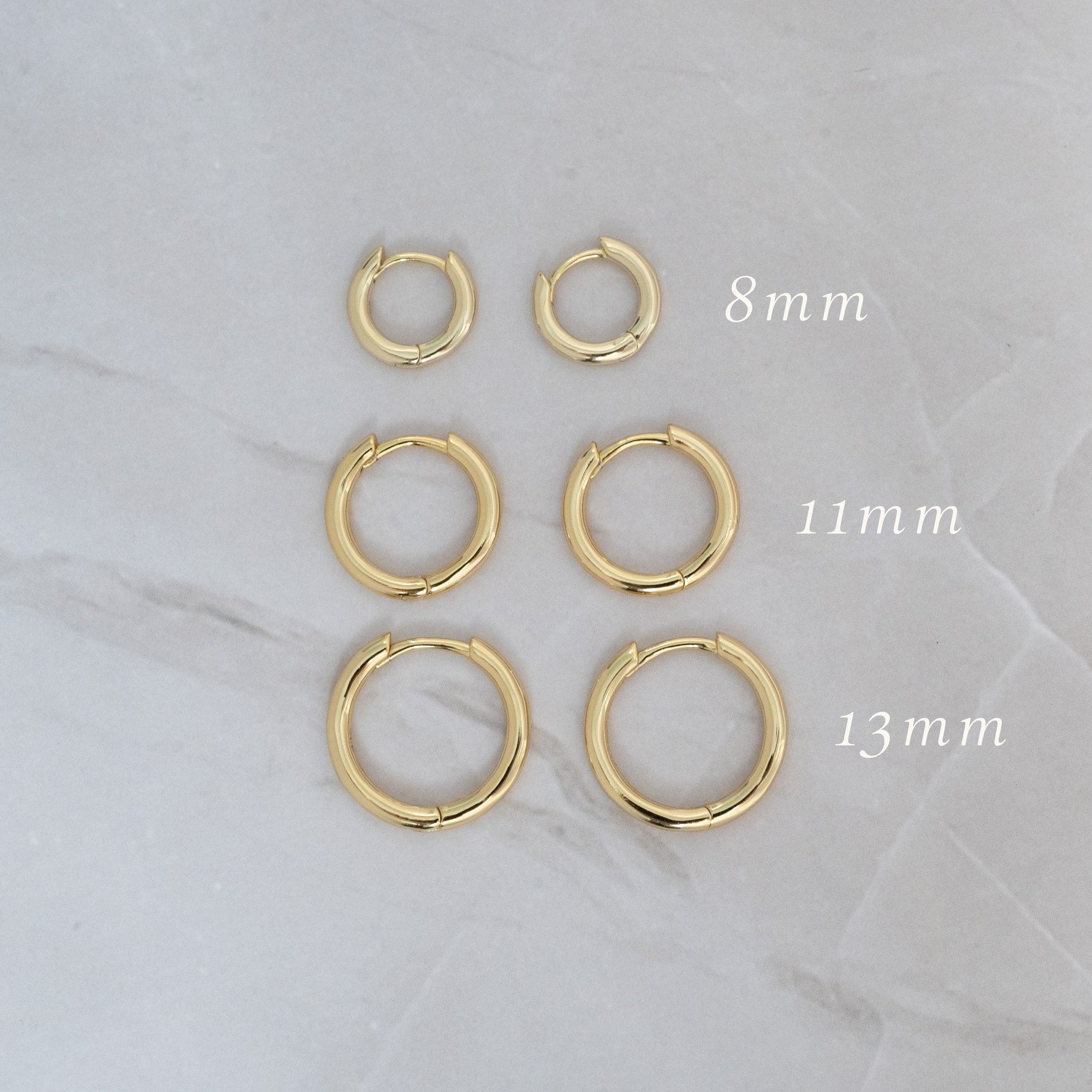 Multiple sizes gold hoops