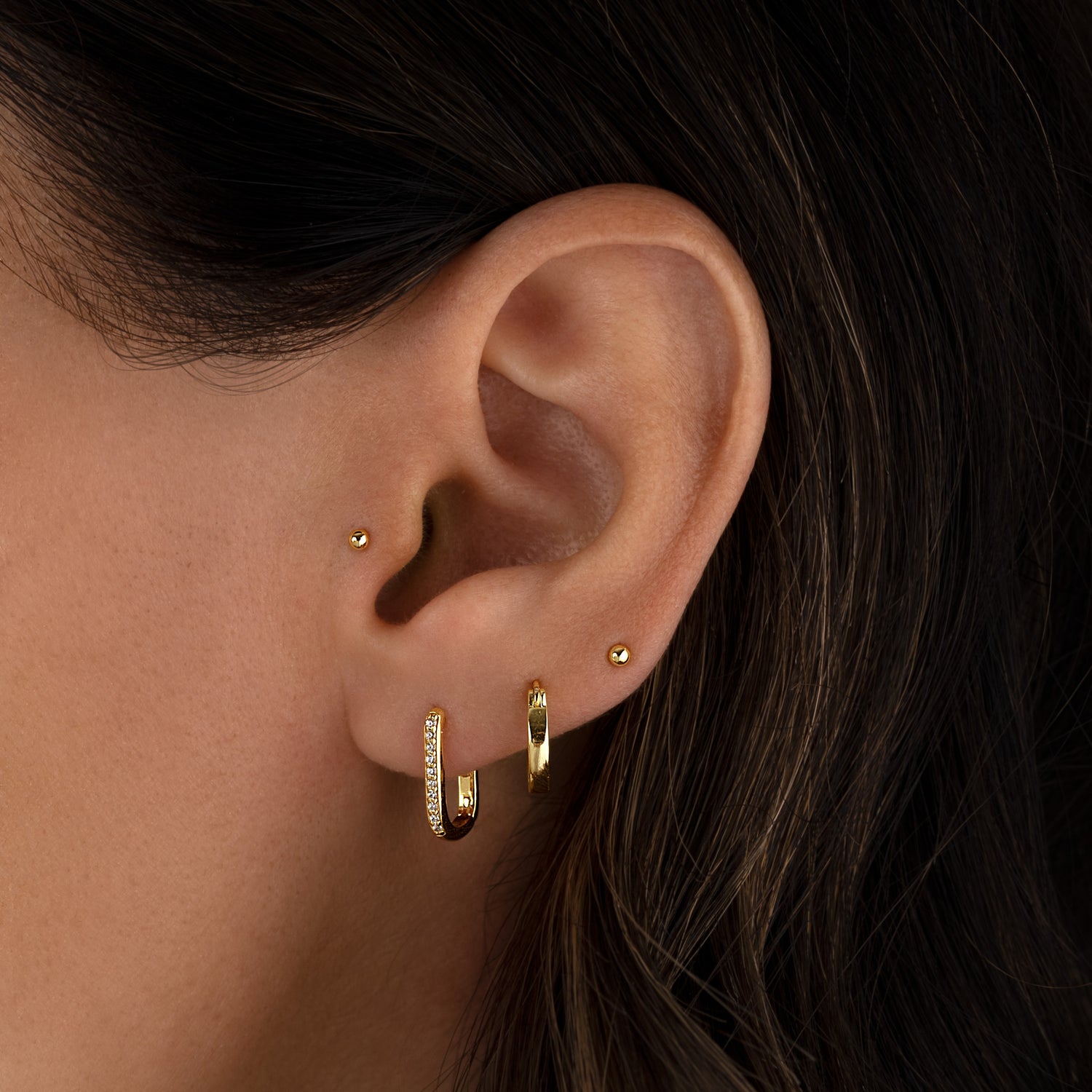 Pavé Square Huggie Hoops