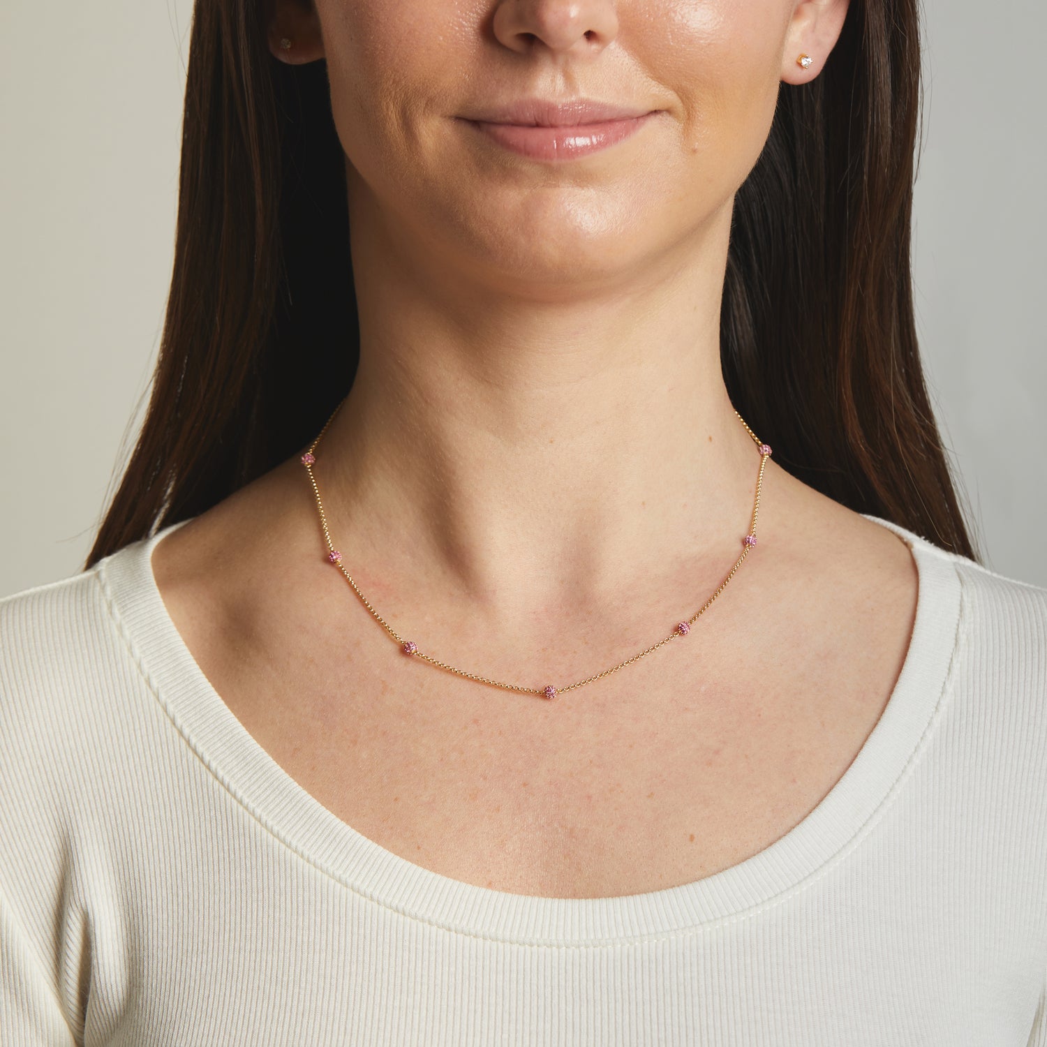 Ruby Beaded Pavé Necklace