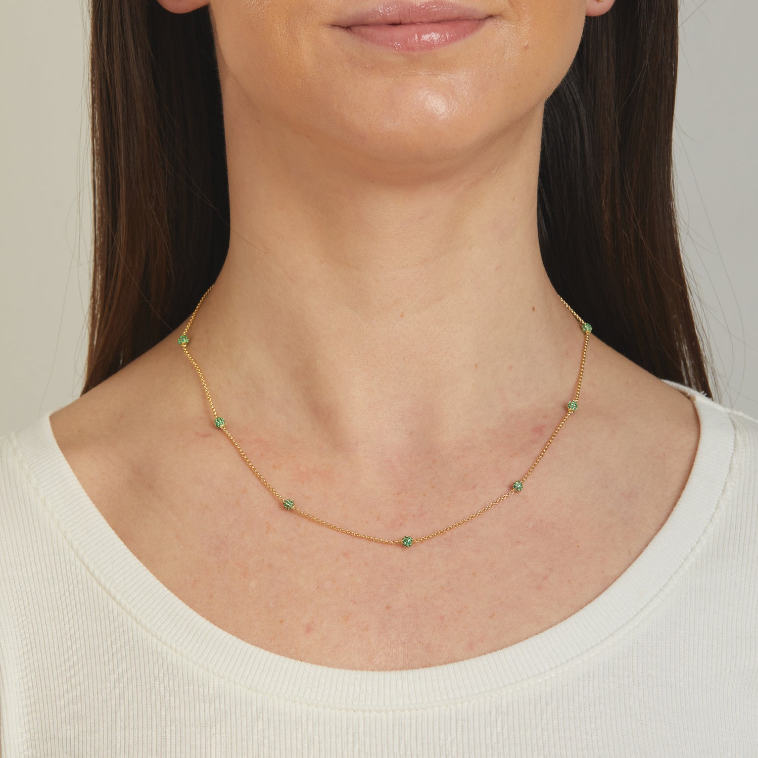 Emerald Beaded Pavé Necklace