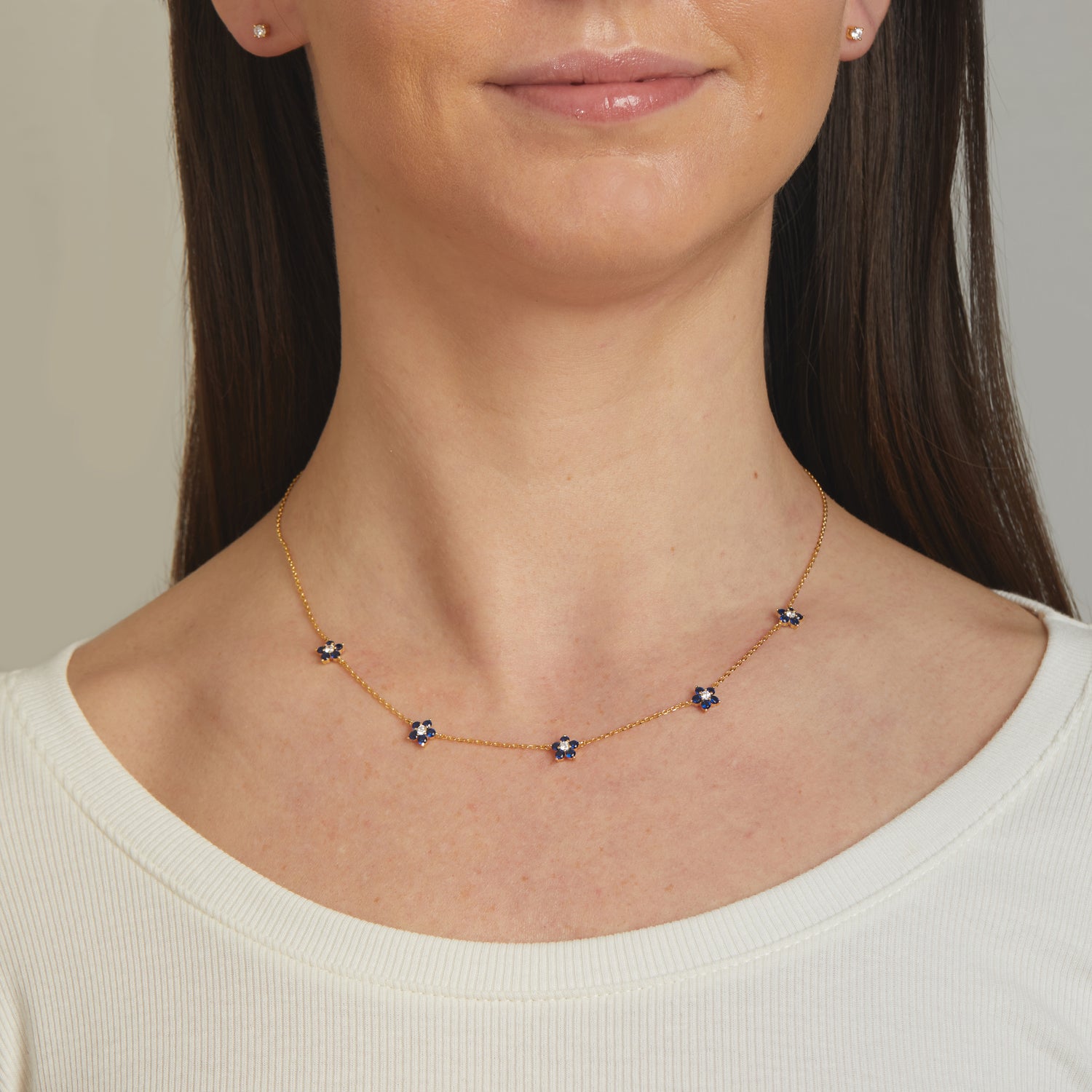 Sapphire Flower Necklace