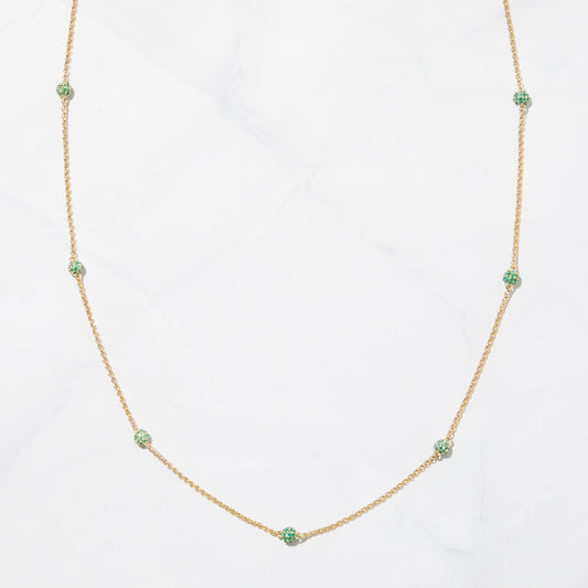 Emerald Beaded Pavé Necklace