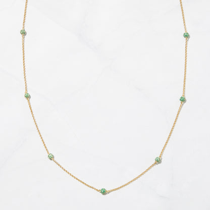 Emerald Beaded Pavé Necklace