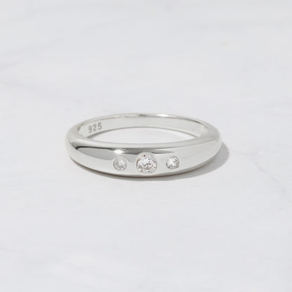 3 Stone Dome Ring